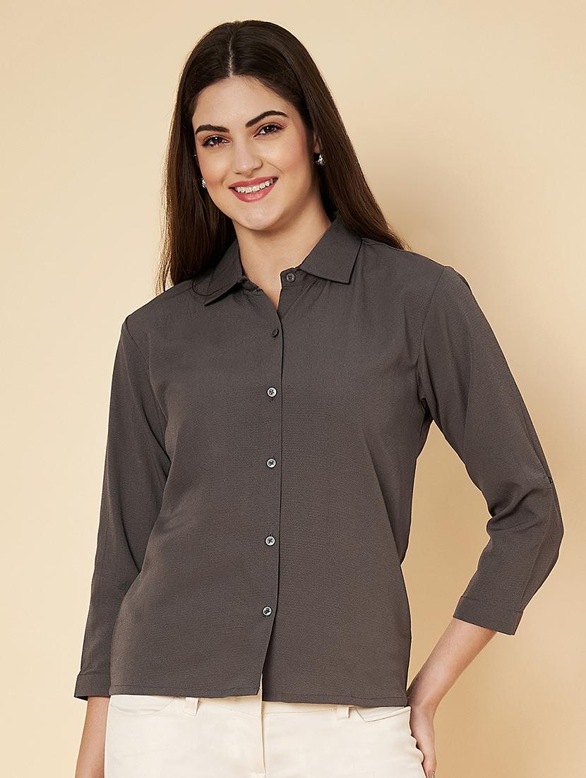 women solid collared regular shirt - 21697958 - Zoom Image - 0