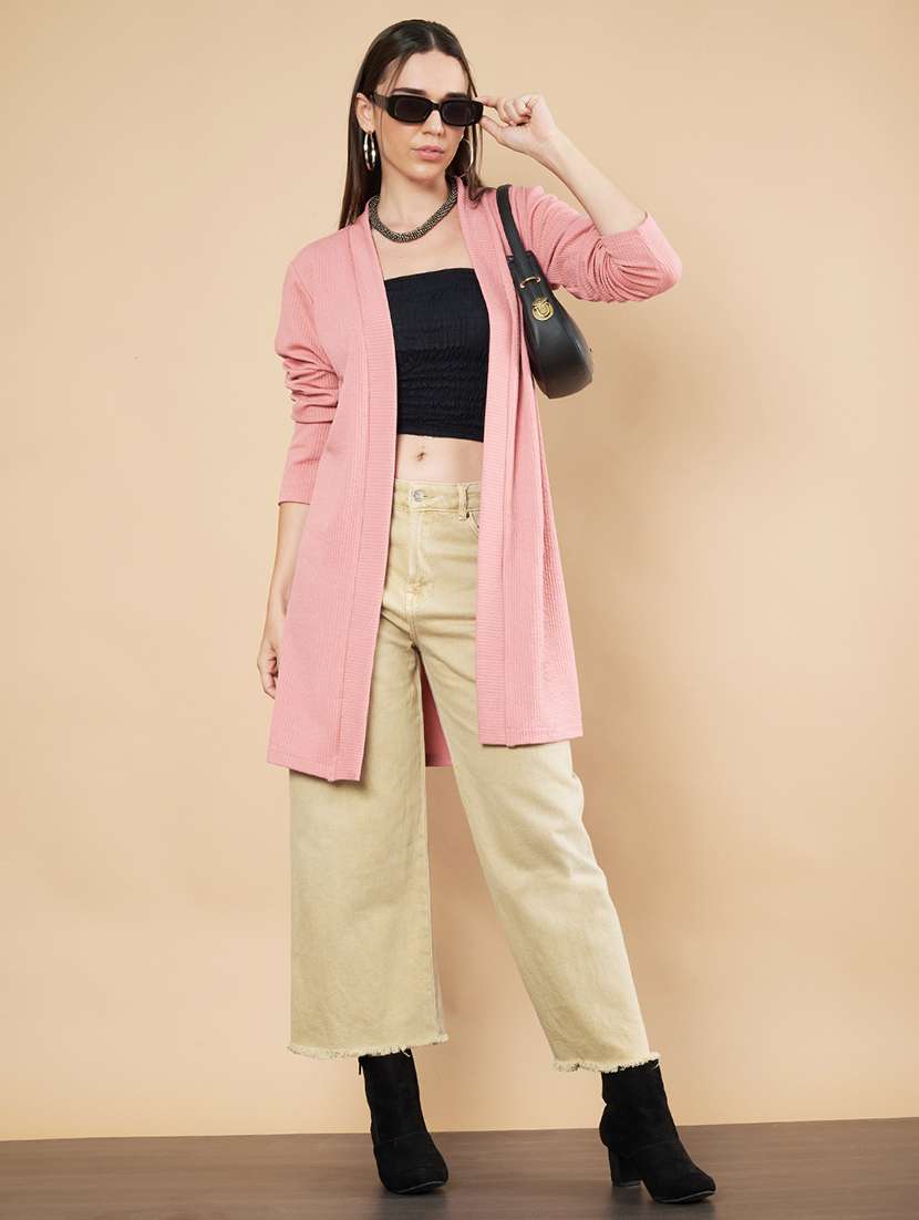 women solid long sleeve shrug - 21697968 - Standard Image - 2