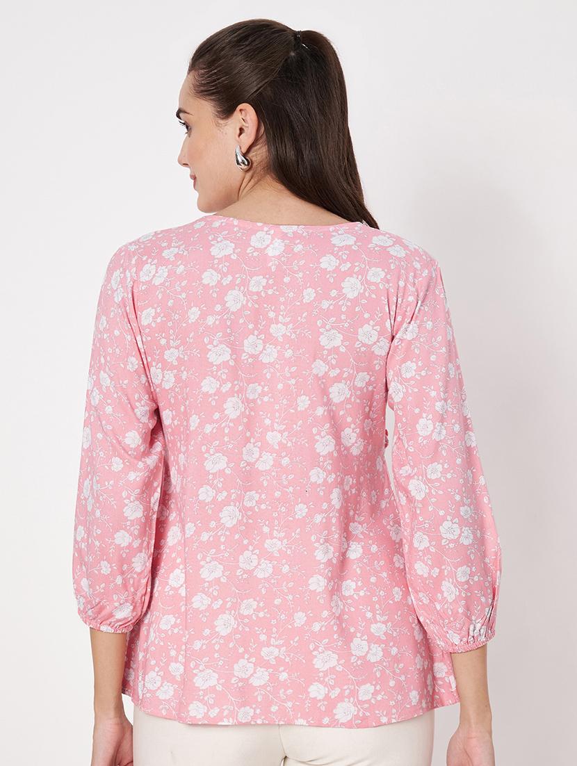 women floral printed v neck peplum top - 21697978 - Standard Image - 2