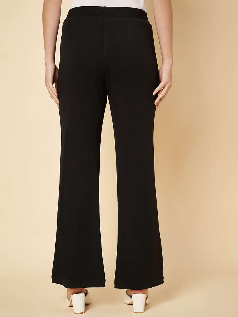 women solid bootcut full length flat front trousers - 21697987 -  Standard Image - 2