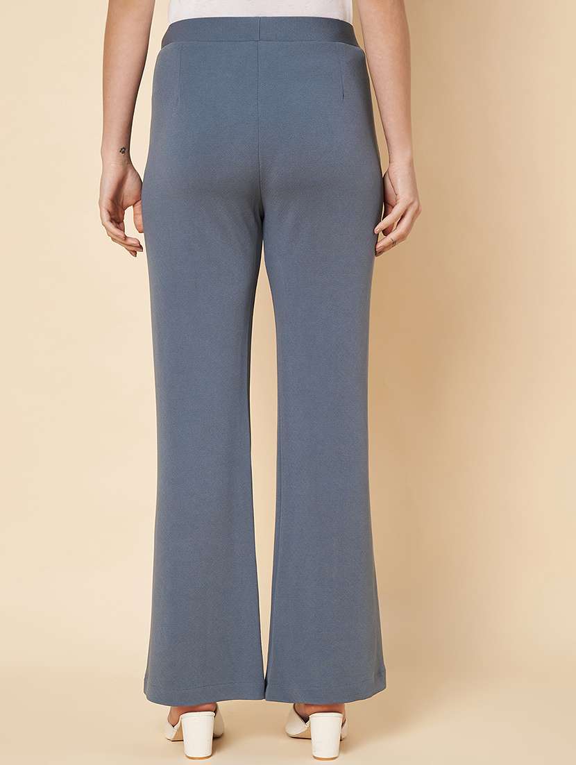 women solid bootcut full length flat front trousers - 21697988 -  Standard Image - 2