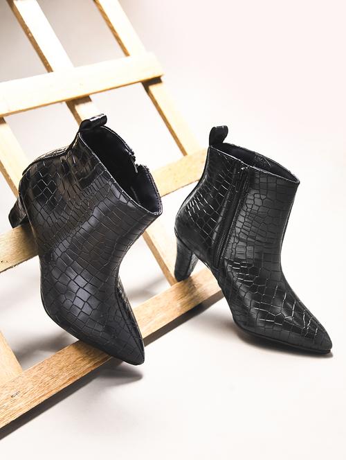 women black textured ankle boots - 21698004 - Standard Image - 0