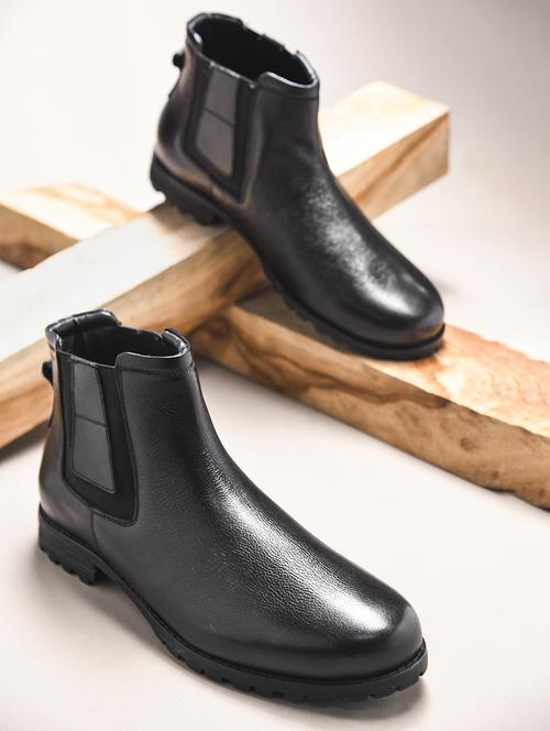 men black slip on boots - 21698010 -  Standard Image - 0
