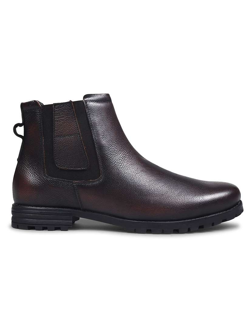 men brown slip on boots - 21698011 -  Standard Image - 2