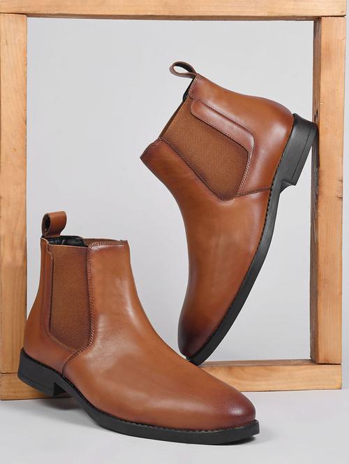 men tan slip on boots - 21698013 - Standard Image - 0