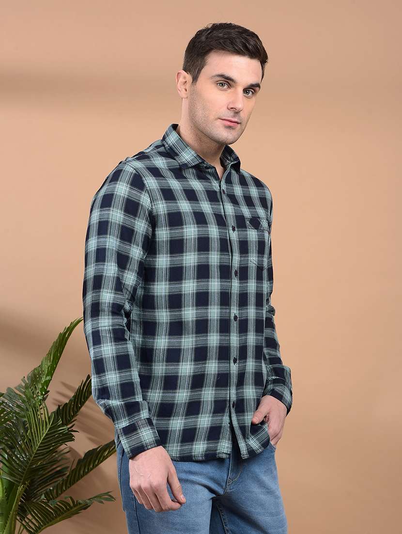 men checkered long sleeve casual shirt - 21698452 - Standard Image - 2