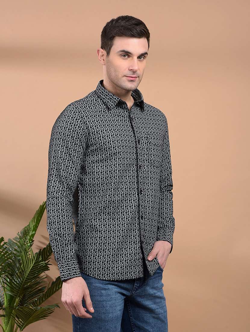 men printed long sleeve casual shirt - 21698461 -  Standard Image - 2