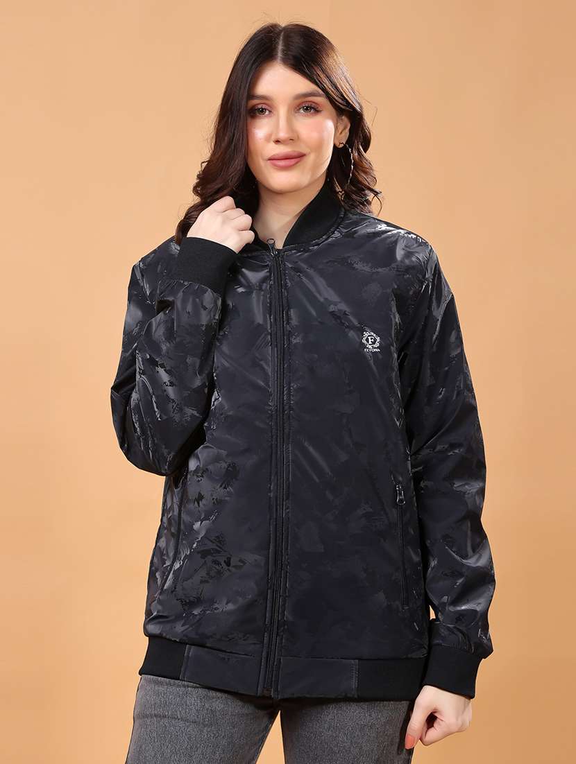 women printed long sleeves regular jacket