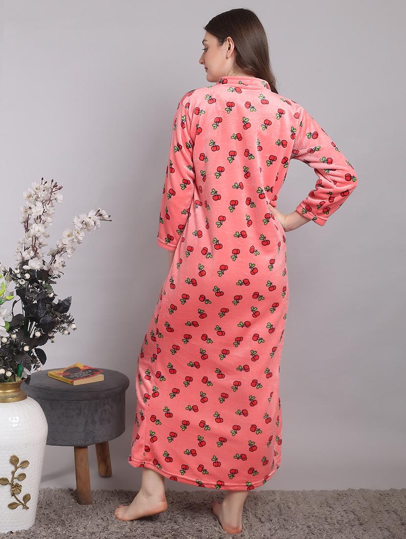 women printed long sleeves winter wear nighty - 21698777 - Standard Image - 2
