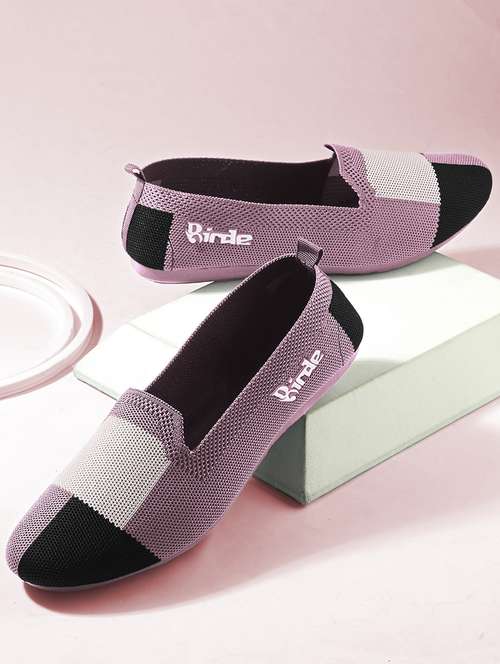 women color block slip on ballerina