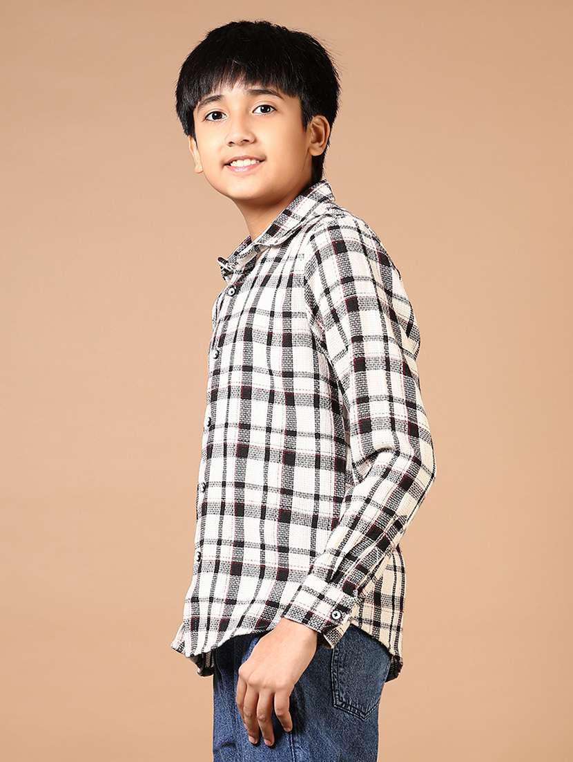 boys checkered collared long sleeves shirt - 21698870 -  Standard Image - 2