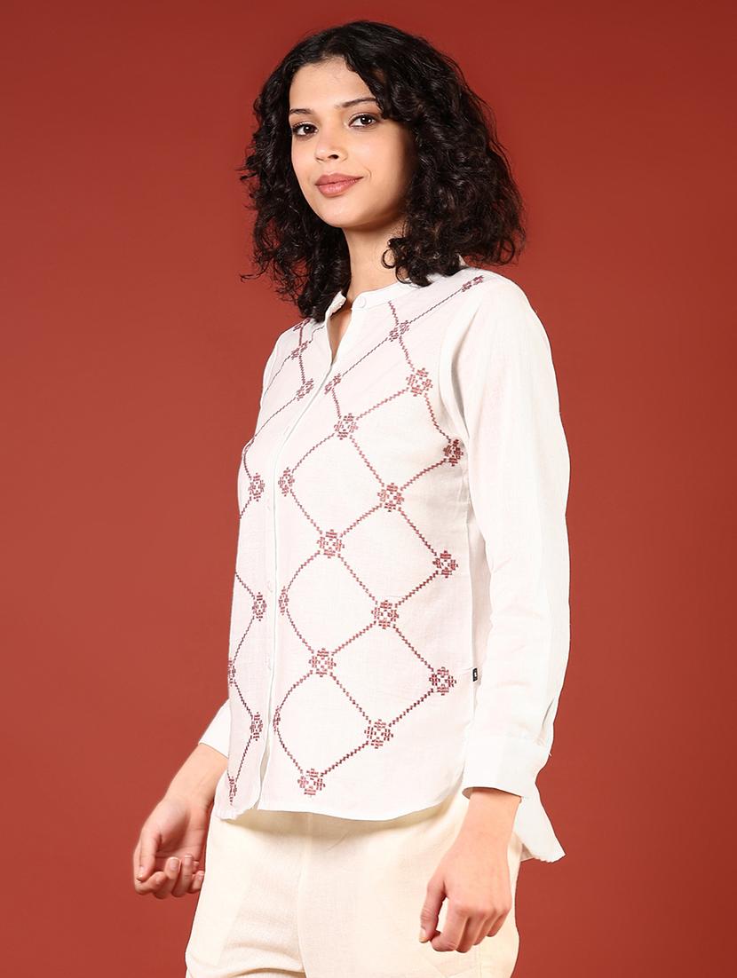 white rayon regular top - 21698877 - Standard Image - 2