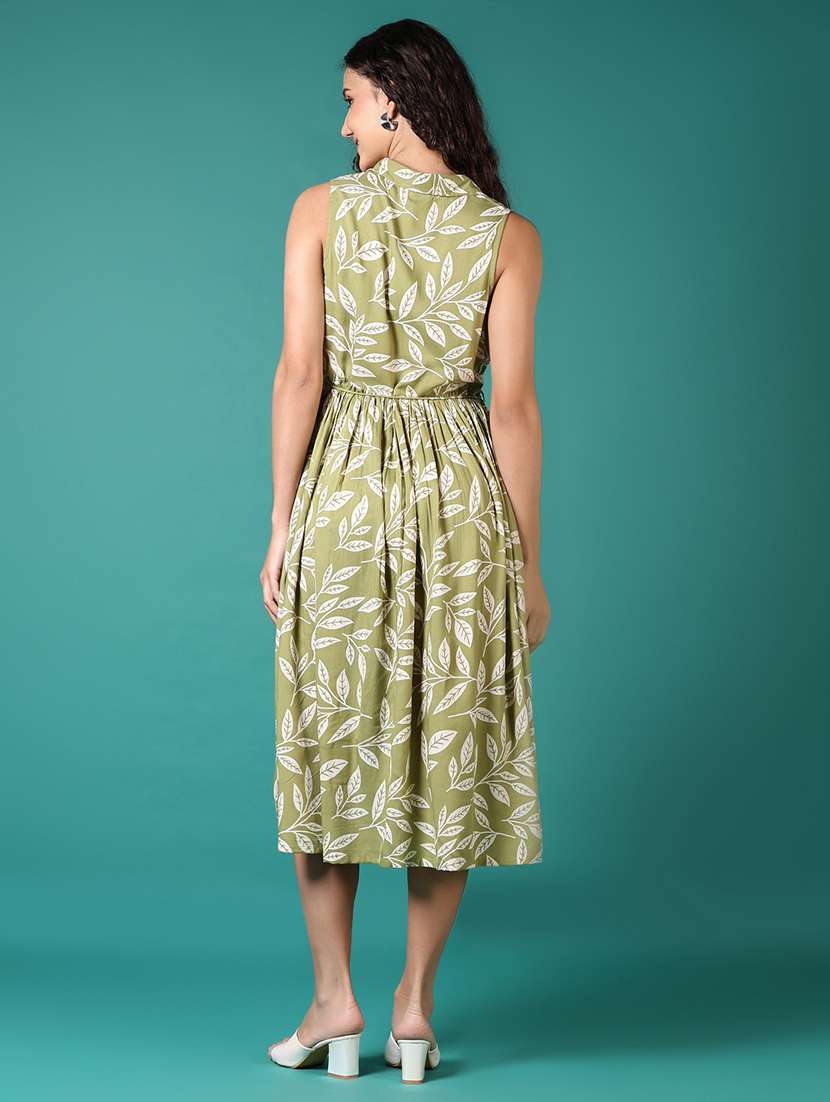 women printed shirt collar neck fit & flare dress - 21698904 -  Standard Image - 2