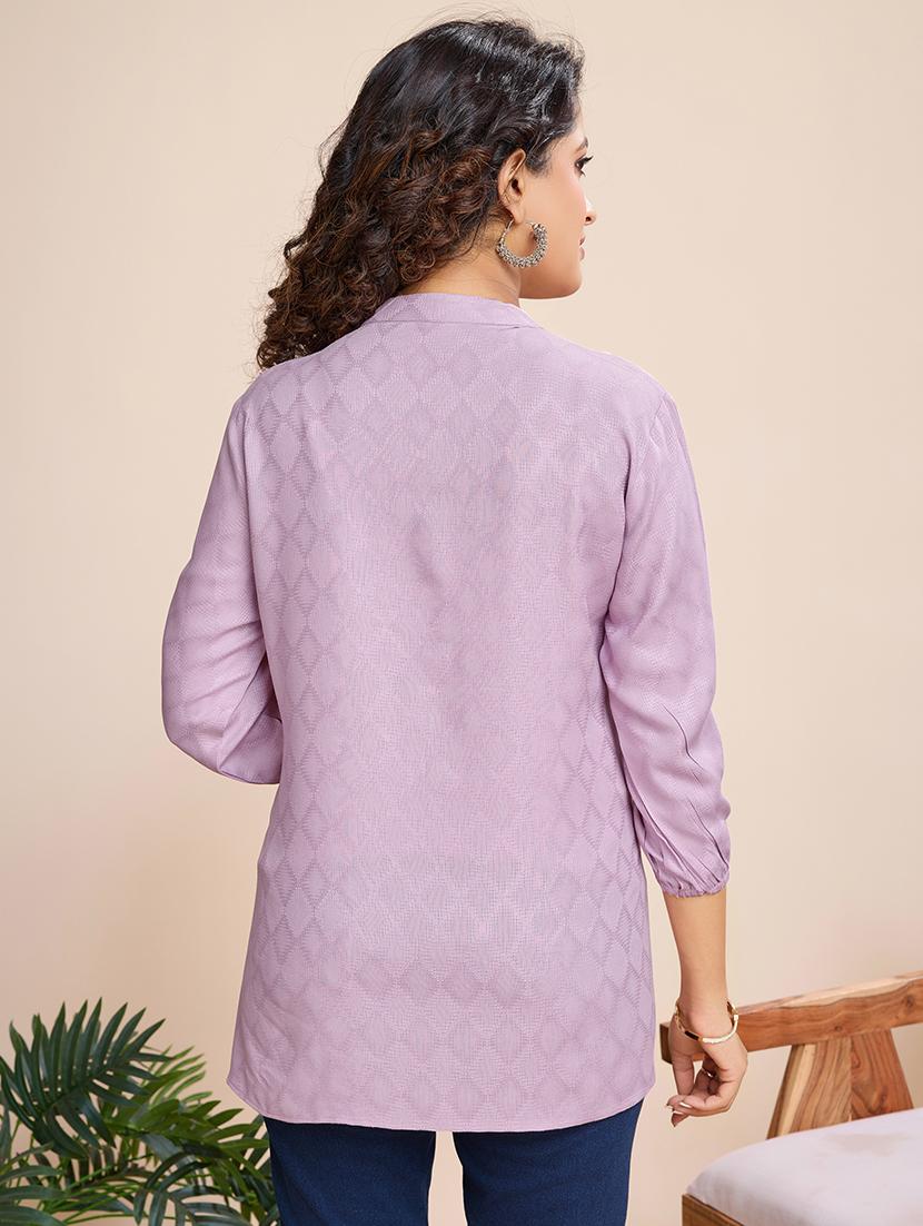 women embroidered three quarter sleeves a-line top - 21699003 - Standard Image - 2