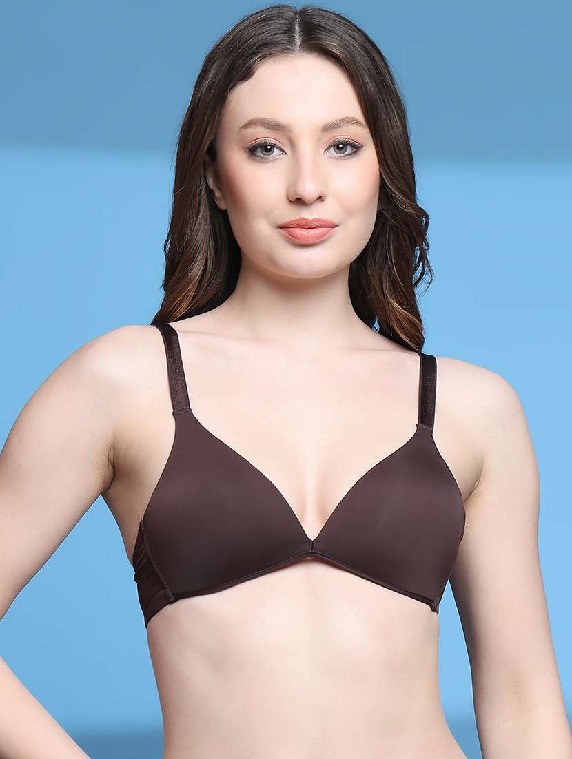 women solid lightly padded plunge bra