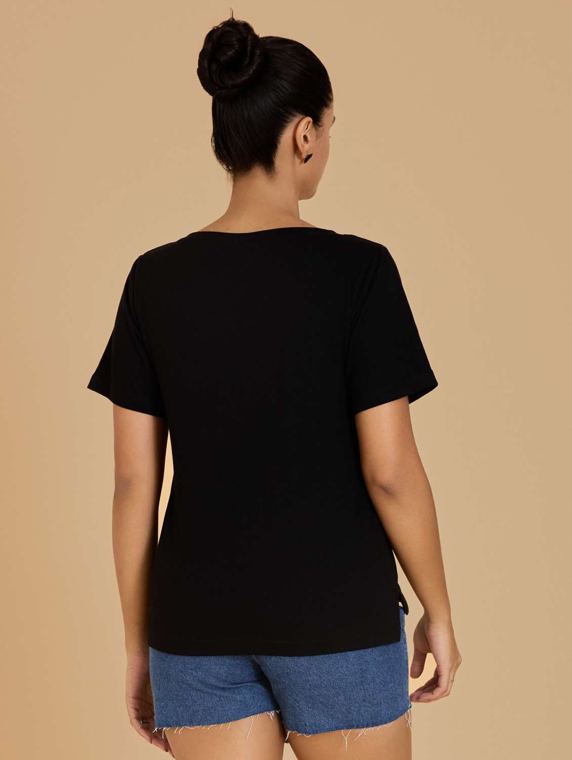 women solid with work short sleeve t-shirt - 21699244 -  Standard Image - 2