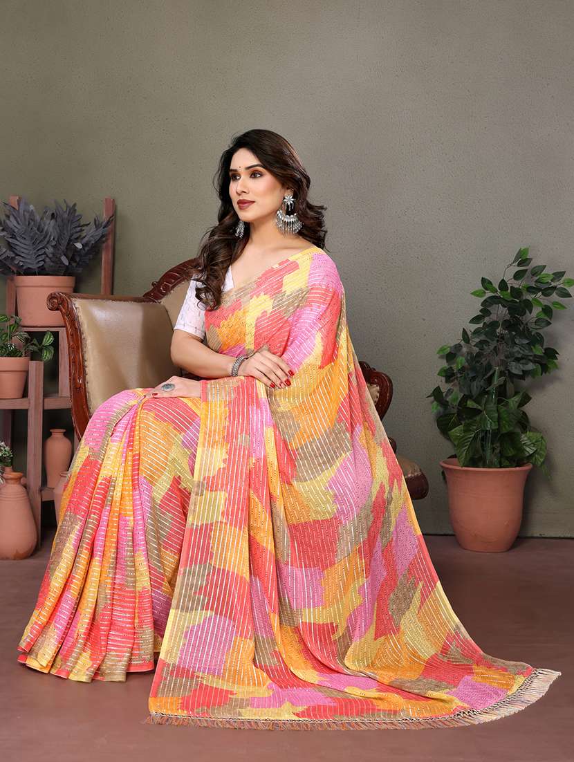 women printed casual wear saree with blouse - 21699439 -  Standard Image - 2