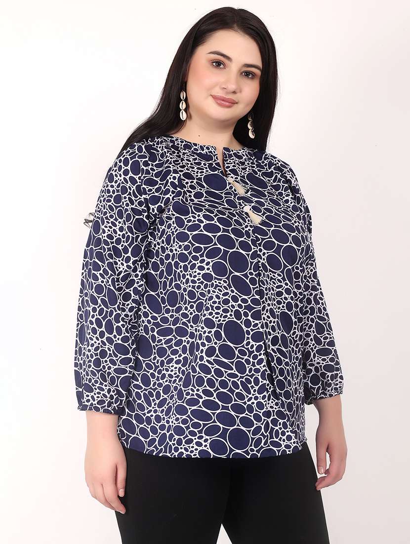 women plus size printed notch neck top - 21699448 - Standard Image - 2
