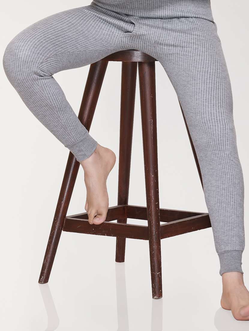 grey melange fleece thermal bottom wear - 21699527 -  Standard Image - 2
