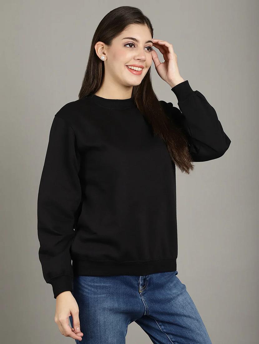 women long sleeves plain sweatshirt - 21699535 - Standard Image - 2