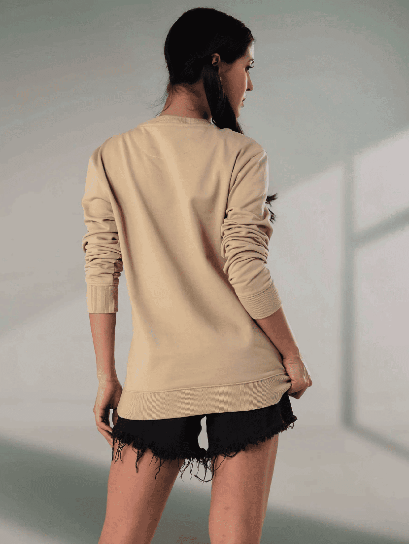 khaki fleece plain sweatshirt - 21699538 - Standard Image - 2