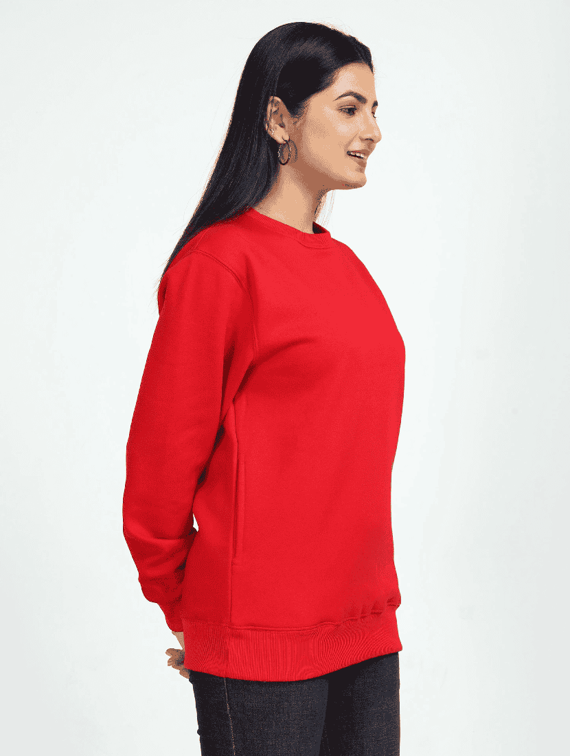 women round neck solid long sleeve sweatshirt - 21699543 - Standard Image - 2