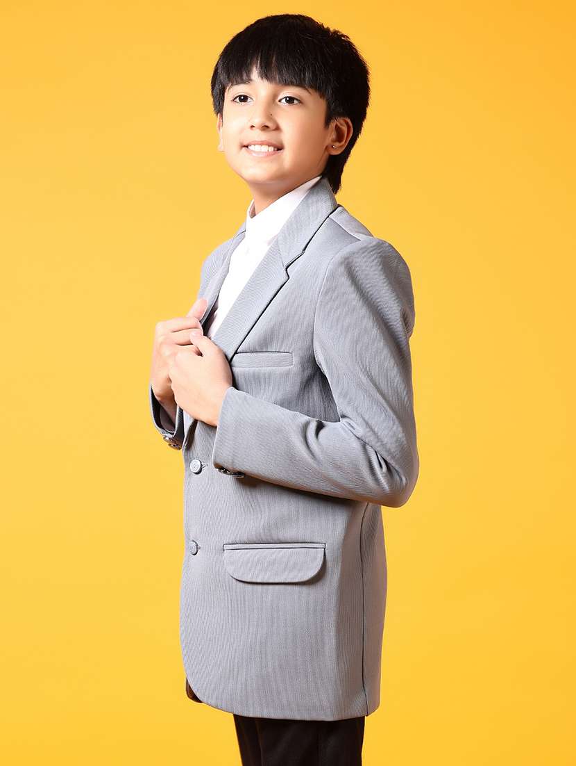 boys grey solid long sleeve blazer - 21699633 - Standard Image - 2
