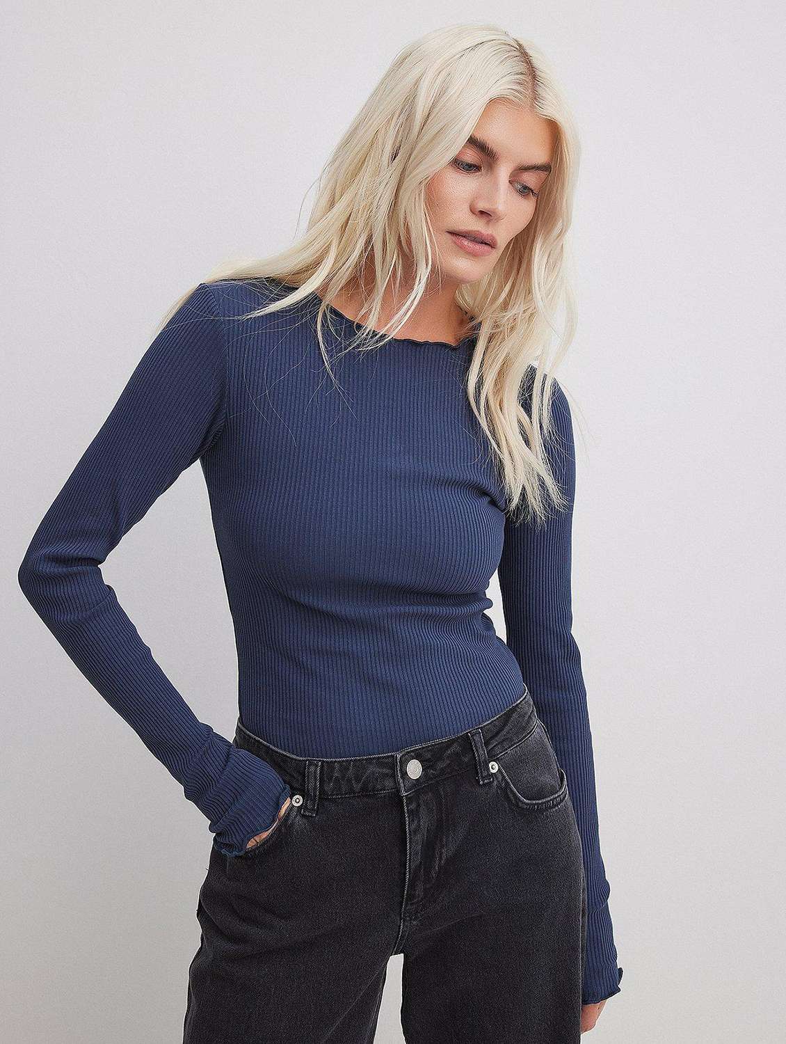 women blue solid long sleeve top - 21699932 -  Zoom Image - 0