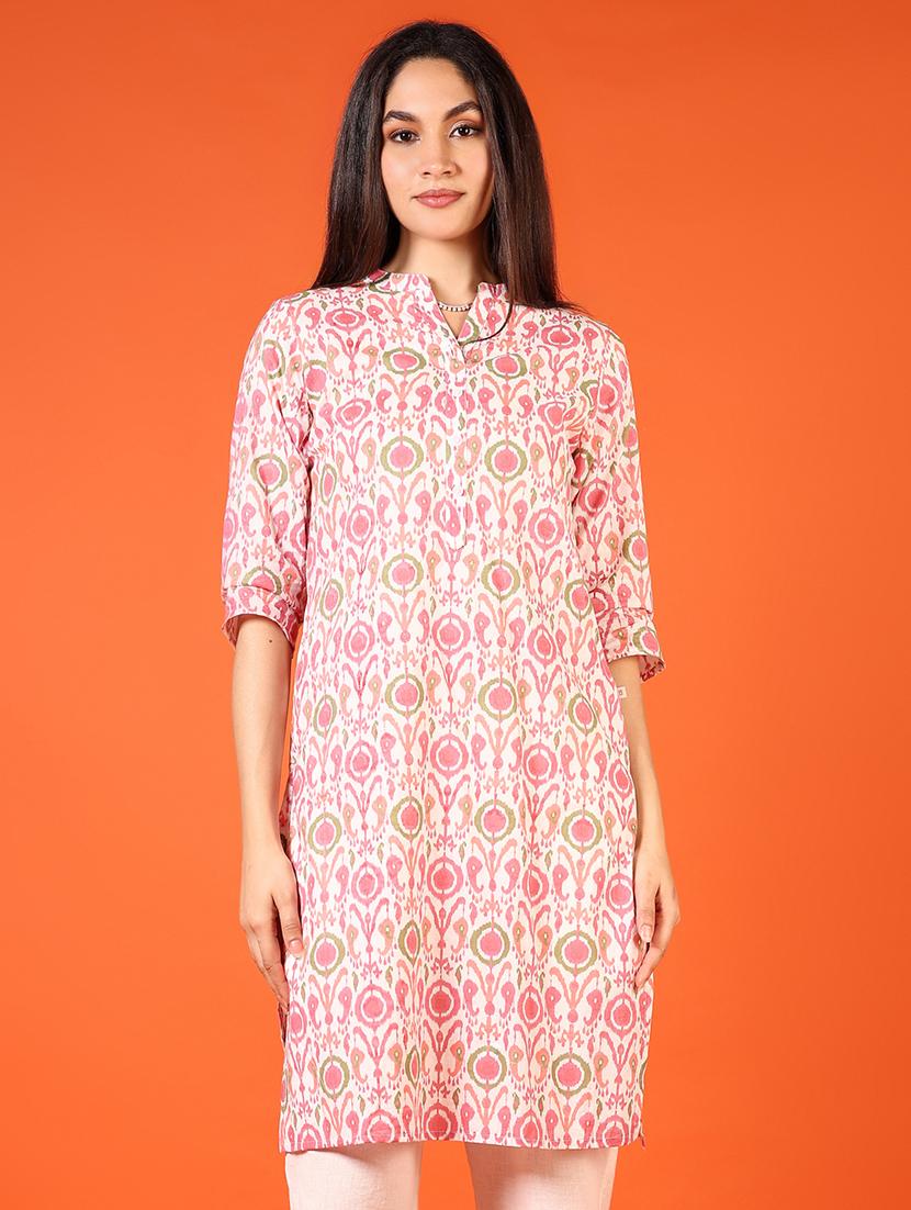 women printed three quarter sleeve straight kurta - 21699938 - Zoom Image - 0