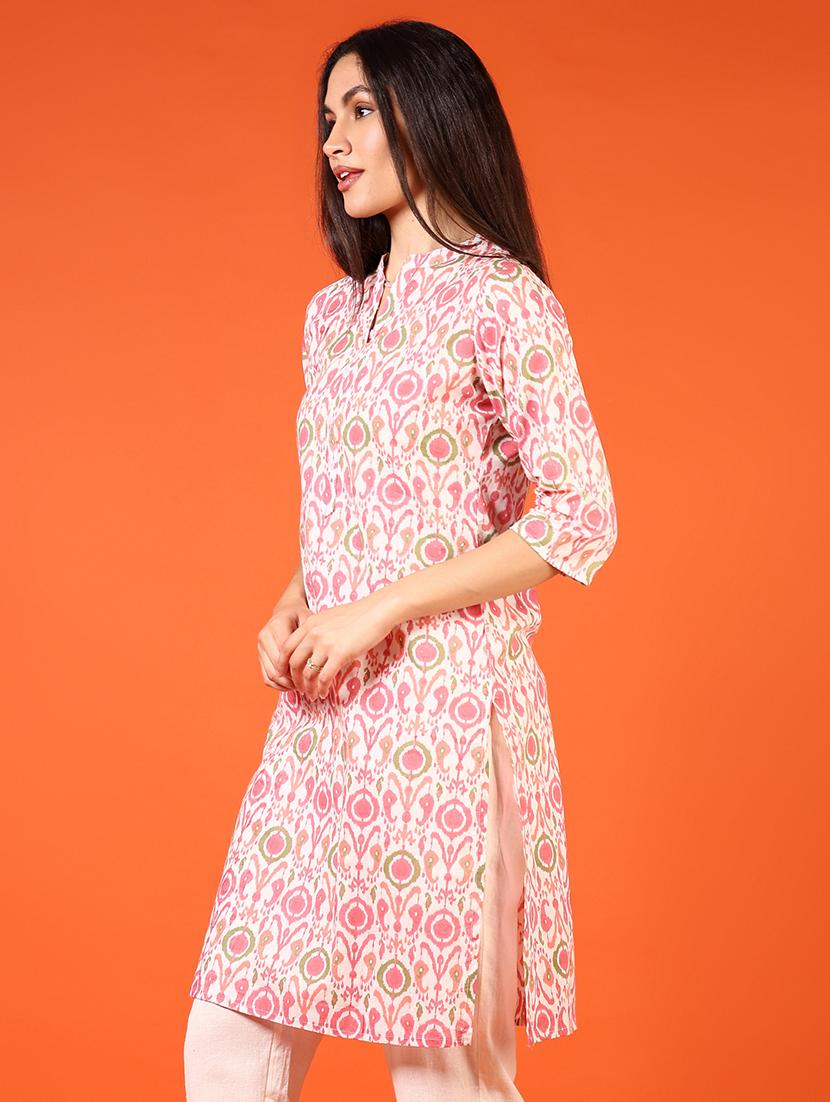 women printed three quarter sleeve straight kurta - 21699938 - Standard Image - 2