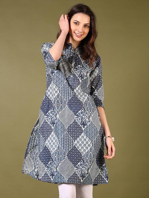 men mandarin neck printed straight kurta - 21699941 - Standard Image - 0