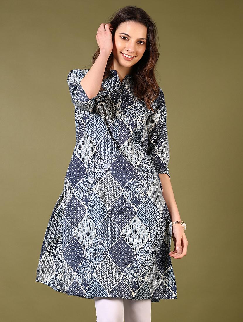 men mandarin neck printed straight kurta - 21699941 - Zoom Image - 0