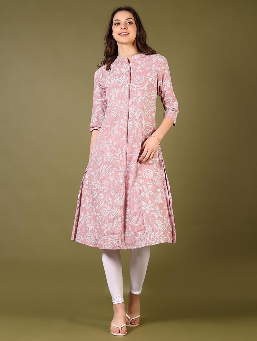 women mandarin neck printed a-line kurta - 21699945 - Zoom Image - 0