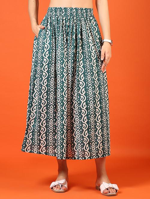women green printed flared midi skirt - 21699966 -  Standard Image - 0