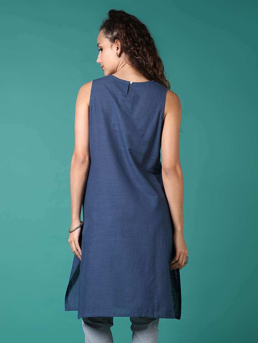 women embroidered sleeveless straight kurta - 21699971 - Standard Image - 2