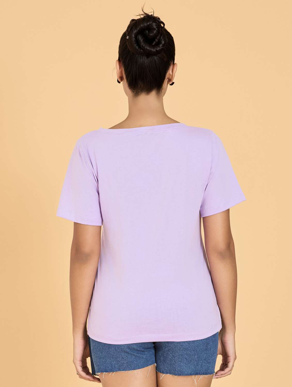 women solid with work short sleeve t-shirt - 21700067 -  Standard Image - 2