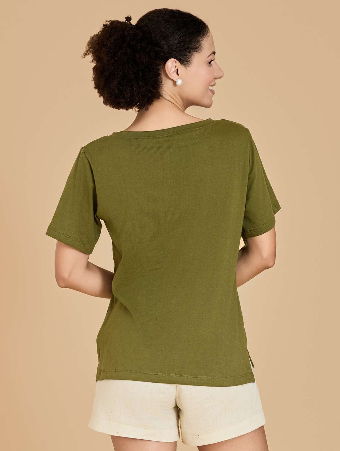 women solid with work short sleeve t-shirt - 21700068 -  Standard Image - 2