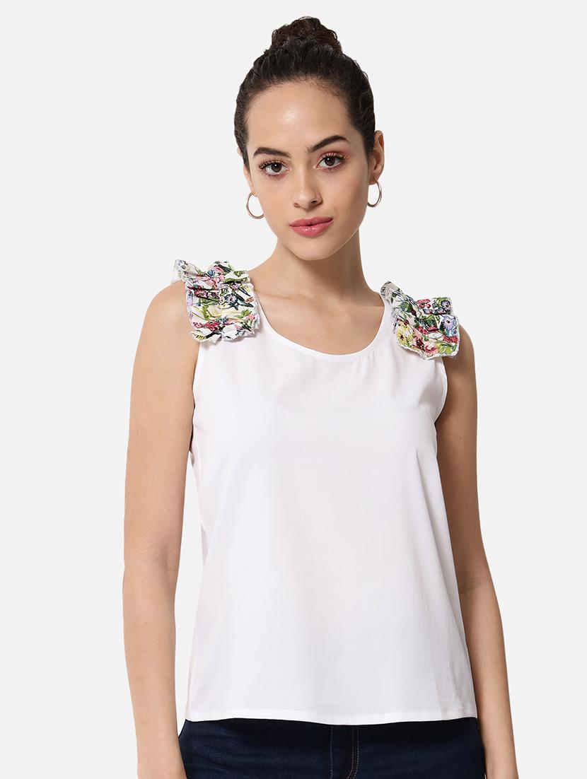 women white solid sleeveless top - 21700107 -  Zoom Image - 0