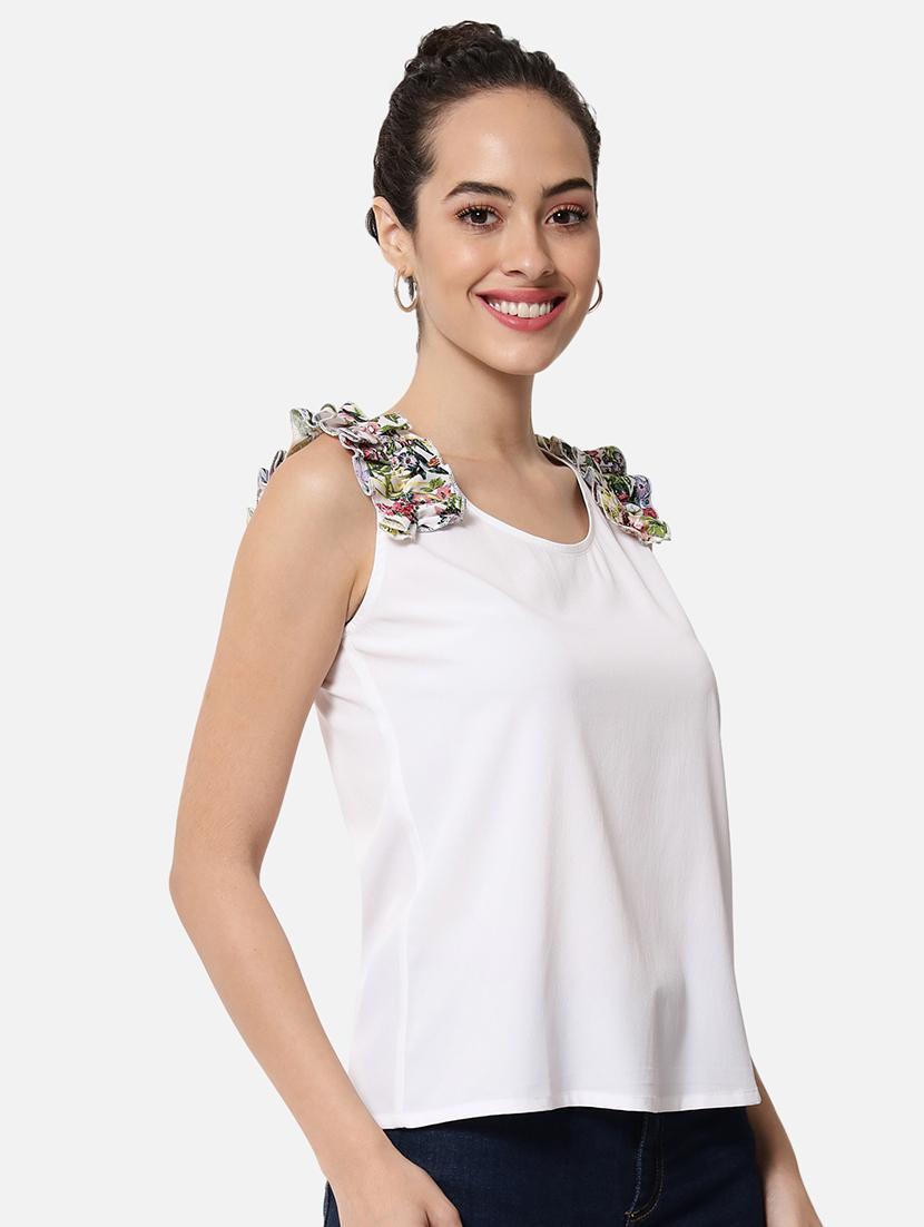 women white solid sleeveless top - 21700107 - Standard Image - 2