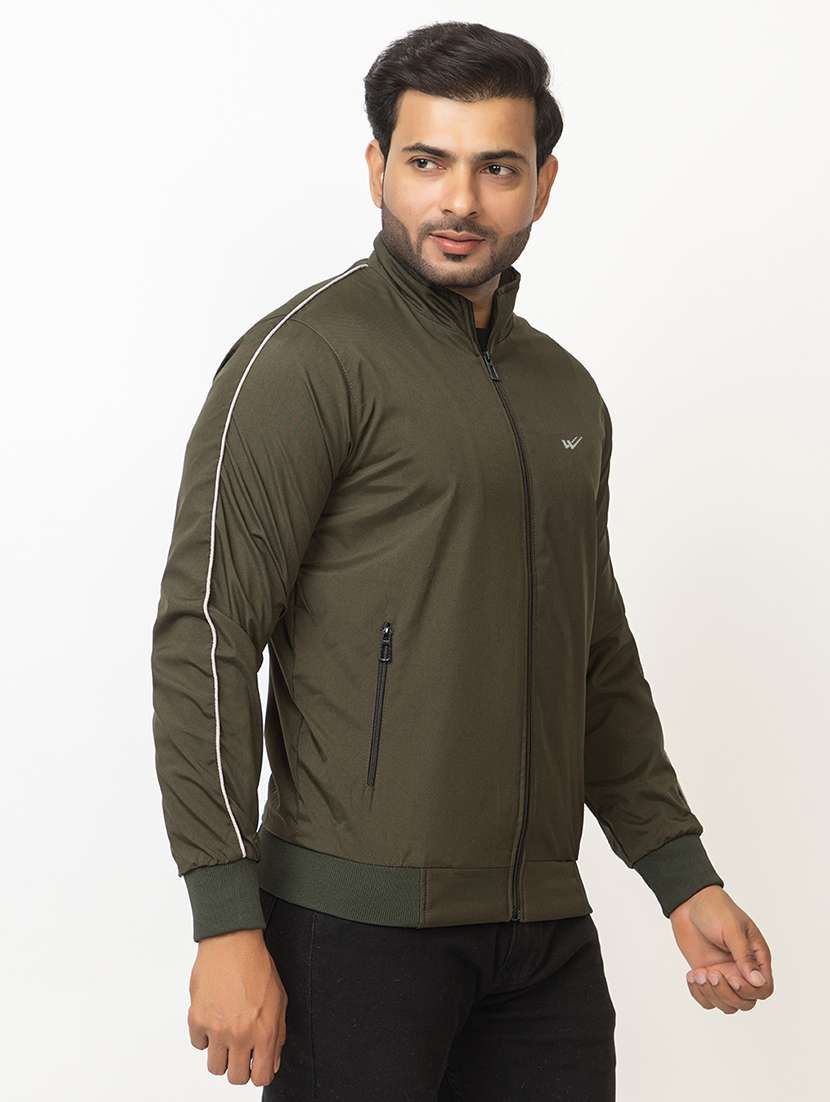 Men Olive Green Polyester Casual Jacket - 21700114 -  Standard Image - 2