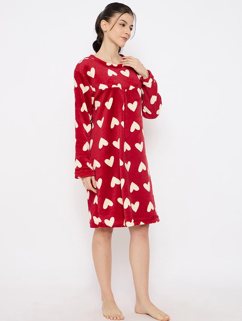 women printed long sleeve nightwear dress - 21700128 - Standard Image - 2