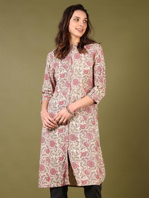 women mandarin neck floral printed straight kurta - 21700287 - Standard Image - 0