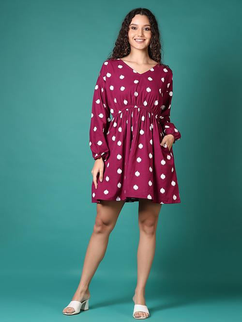 women printed long sleeve fit & flare dress - 21700290 -  Standard Image - 0
