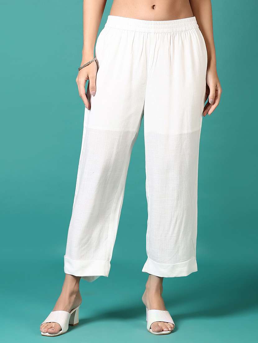 women white solid straight palazzo