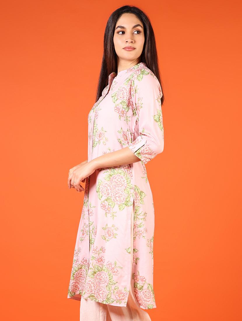 women printed three quarter sleeve straight kurta - 21700679 - Standard Image - 2