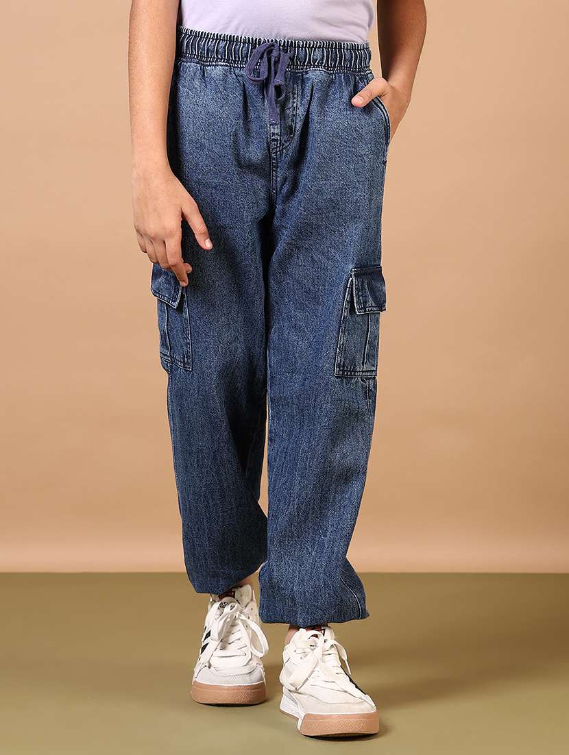 boys solid mid rise cargo