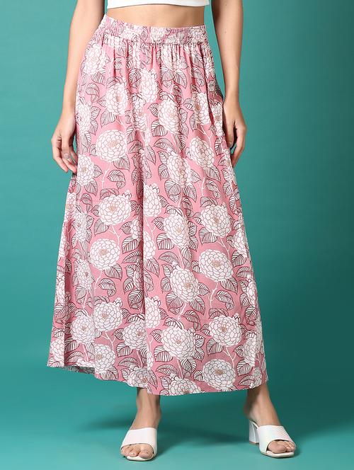 women pink floral printed straight palazzo - 21700731 -  Standard Image - 0