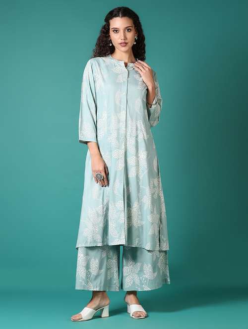 women printed three quarter sleeve a-line kurta - 21700738 - Standard Image - 0