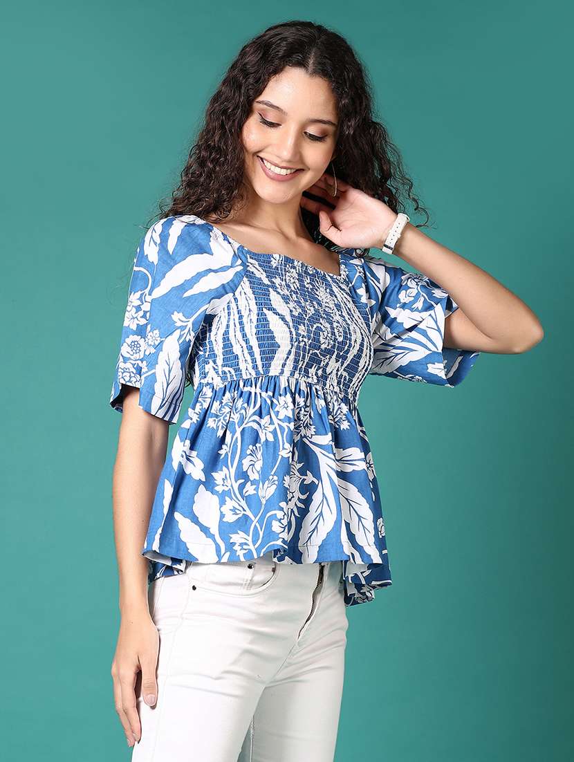 women floral printed square neck peplum top - 21700776 -  Standard Image - 2