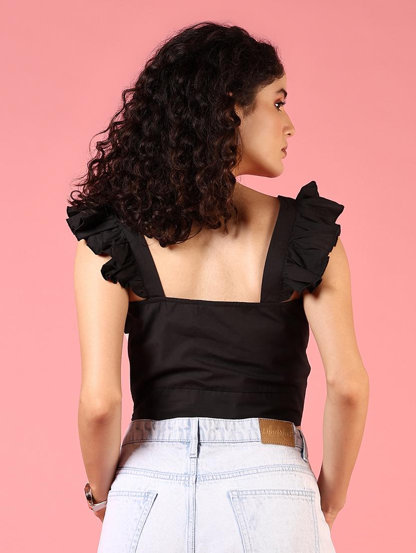women black geometric printed crop top - 21700783 - Standard Image - 2